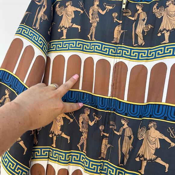 Vintage Vio Silk Greco-Roman Print Versace Style Medium Bomber Jacket 1990s - Picture 9 of 9